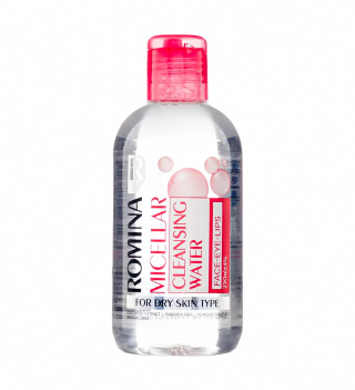 محلول پاك كننده آرايش چشم ، لب و صورت مناسب پوست خشك 250 ميل رومينا 03 صورتي