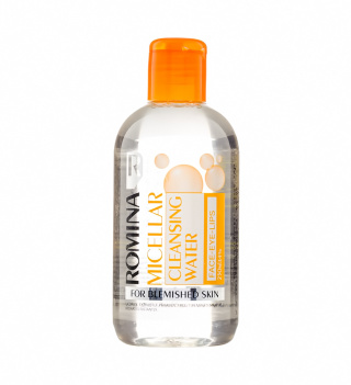 محلول پاك كننده آرايش چشم، لب و صورت مناسب پوست لك دار 250 ميل رومينا 01 زرد